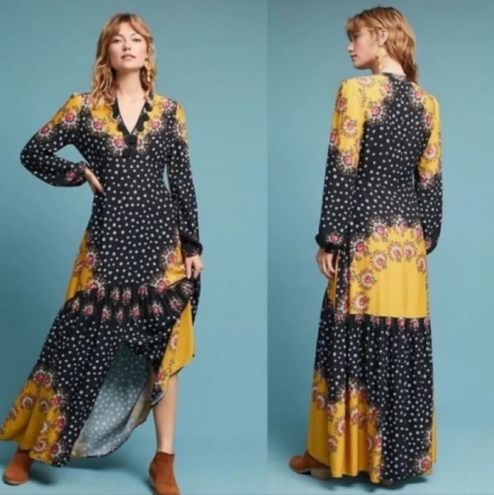 Chic Polka Dot and Floral Maxi Dress